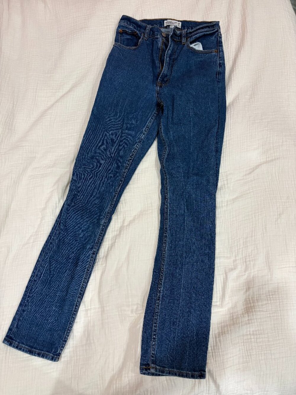 High waisted blue jeans